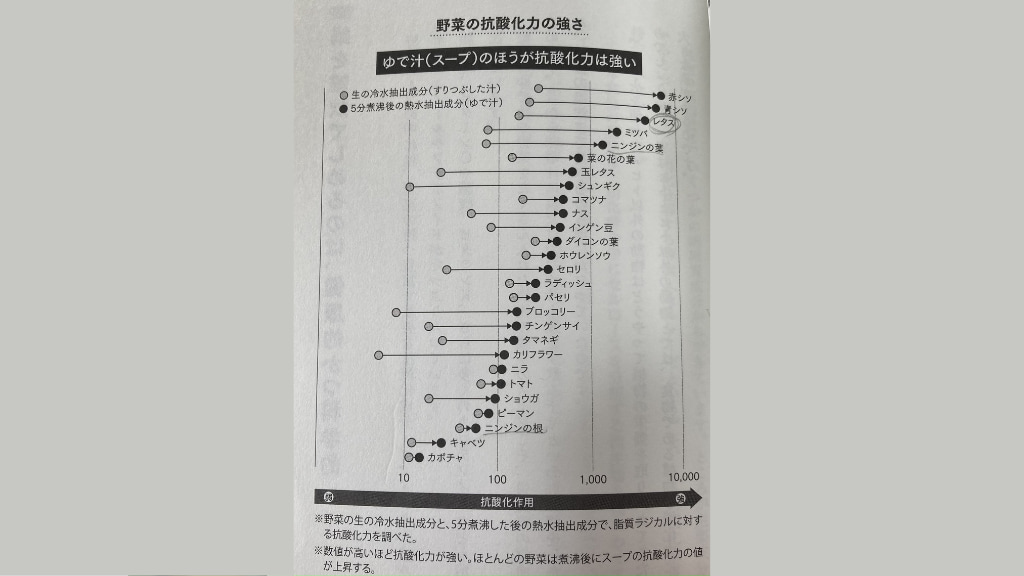 野菜もスープにすることで抗酸化力が10倍から100倍まで増加する