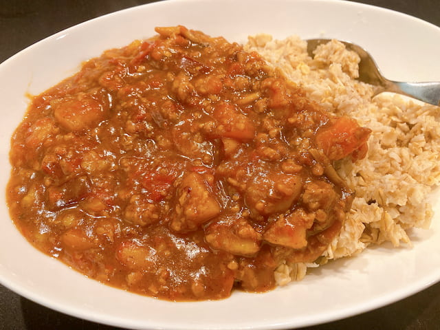 オートミールと無水カレー